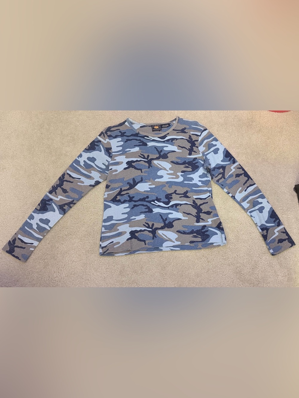 Woman’s Blue Camo Long-Sleeve Tee